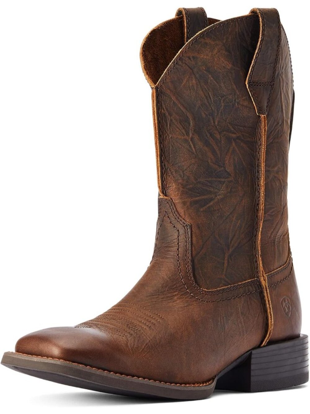 Men’s Western Boots Brown Leather Cowboy Work Riding Boots Casual Pull On